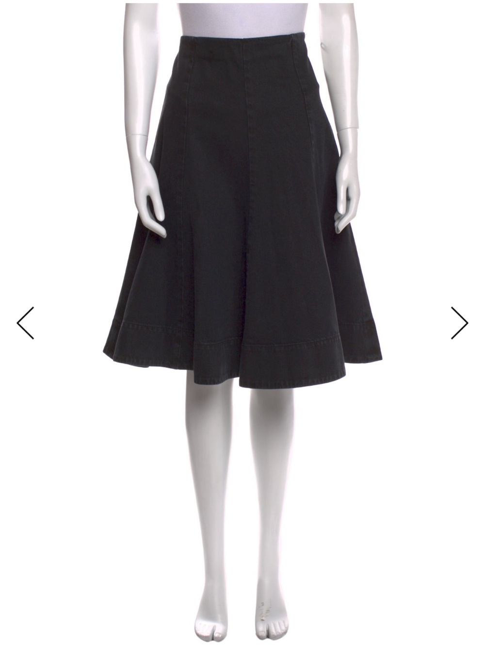 KHAITE Lennox Denim Midi Skirt Black A Line Size 2